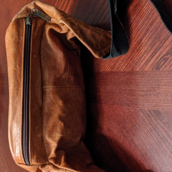 Carroll Leather & Suede Belt Bag in Cognac Color w/Black Unisex - Picture 8 of 16